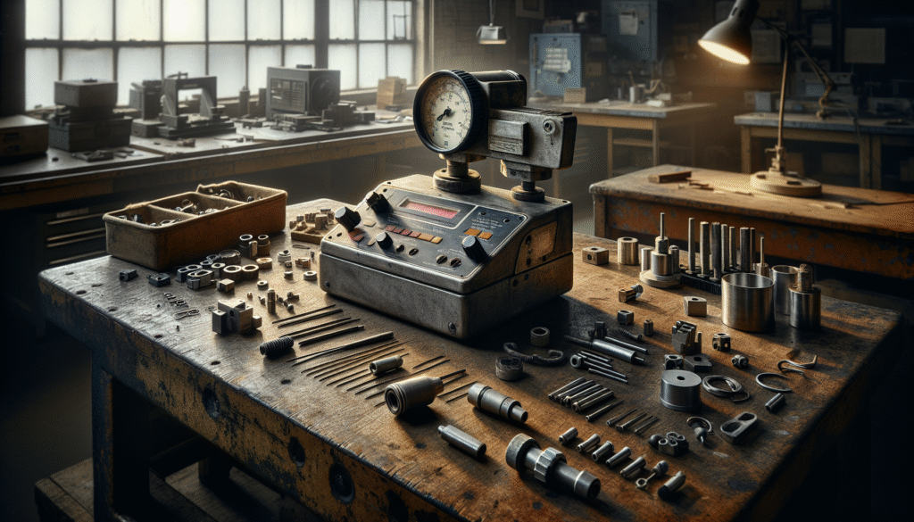 Hardness tester in a quality control lab inspecting electrical components for durability.