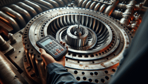 Alat uji kekerasan pada komponen turbin industri dengan patina, vital untuk PLTA & PLTU.