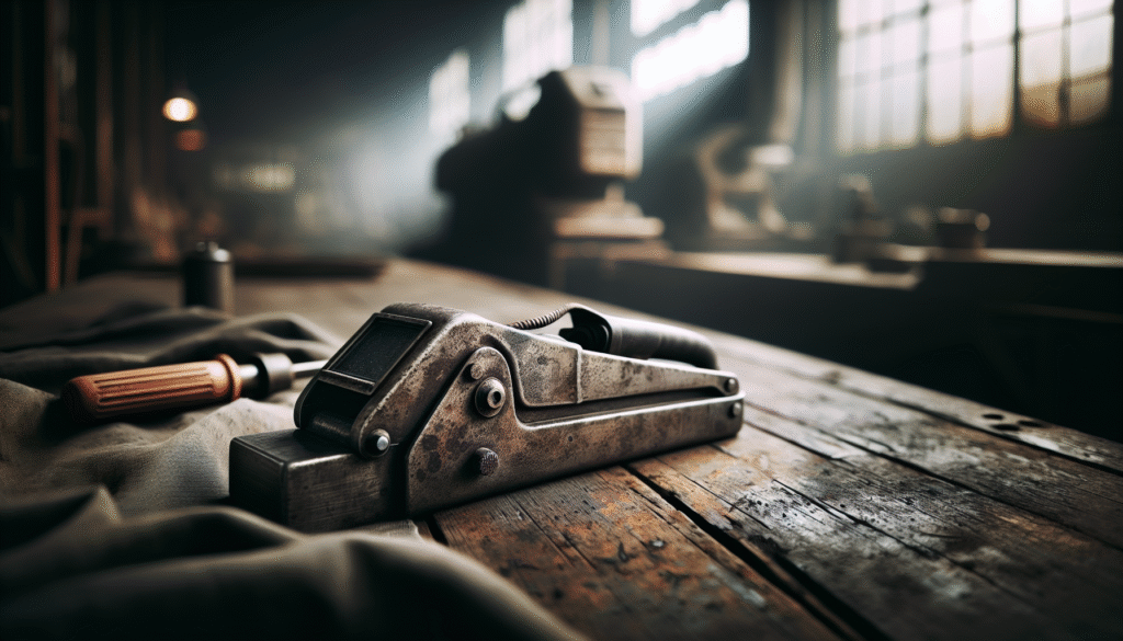 Welding tool on workbench, representing BUMN energy asset reliability and material testing.