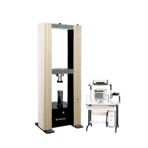 Mitech MDW-TW 10000 - Mesin uji tarik tekan spring gantry landing berwarna putih dengan panel kontrol.