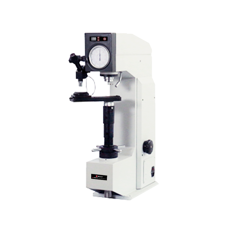 Mitech MHBRV-187.5 - Hardness tester multifungsi Brinell, Rockwell, Vickers dengan panel kontrol digital.