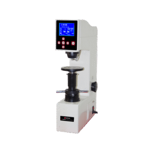 Mitech MHRS-150-P - Hardness tester digital untuk plastik dengan layar dan tuas penguji.