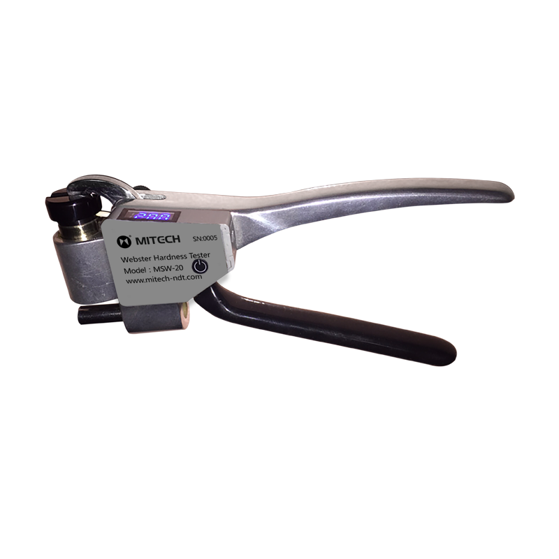 Mitech MSW20 Series Webster Hardness Tester - Alat ukur kekerasan aluminium digital portabel dengan layar.