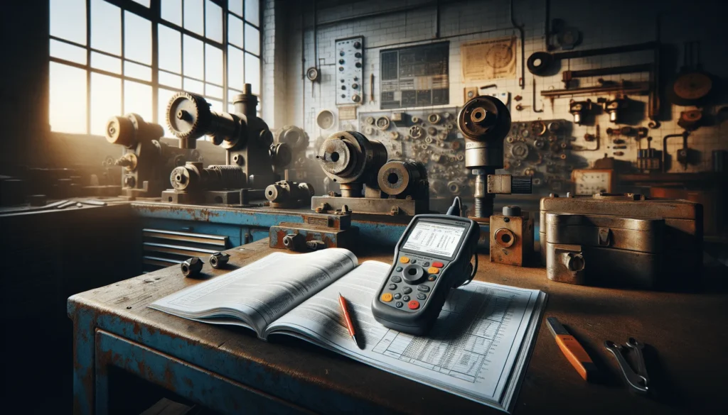 Vibration analysis technician using handheld analyzer on industrial machinery to prevent fleet damage.