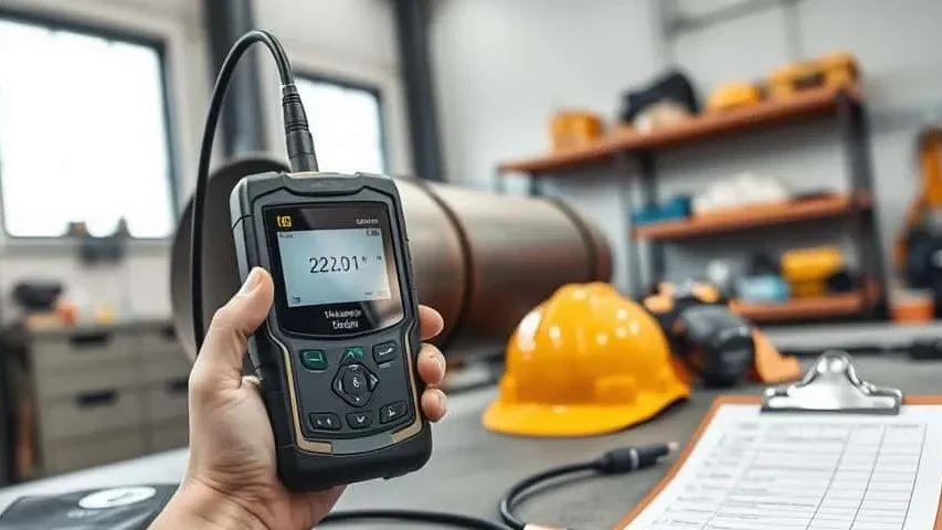 alat ukur ketebalan portable kontraktor lapangan ergonomis inspeksi pipa tangki baja