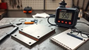 Perbandingan ultrasonic thickness gauge vs potong sampel untuk inspeksi ketebalan material fabrikasi logam praktis.